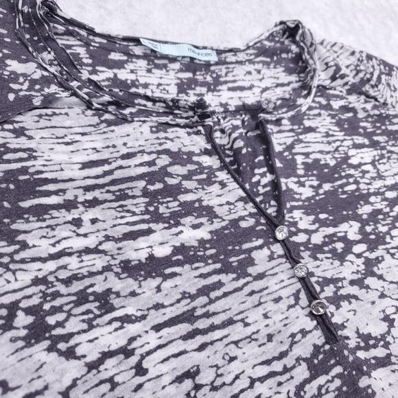 Maurices Henley Top Womens L Gray Sheer Long Sleeve Rhinestone Stylish Layering - Picture 2 of 8